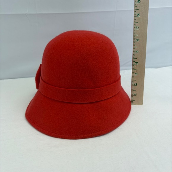 Kate Spade New York Wool Felt 1920s style Cloche Bucket Hat Red Bow main image 7